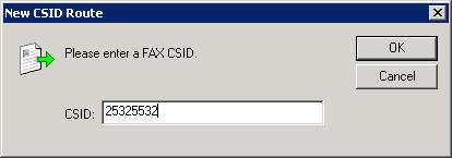 NOTE This method is not recommended since fax senders may hide the CSID. Adding CSID routes 1. From GFI FaxMaker Configuration, right-click Routing > CSID, and select New.