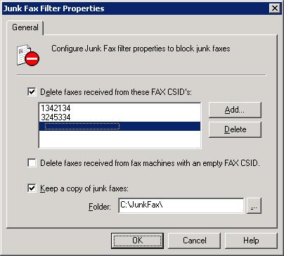 8.4 Junk Fax filter GFI FaxMaker enables automatic deletion of faxes received from certain fax IDs. Screenshot 113: The junk fax filter options To block a fax ID: 1.