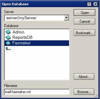 Screenshot 16: Open the GFI FaxMaker database 2.