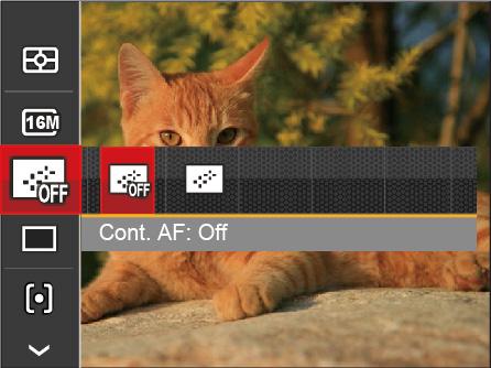 Continuous AF Use the Continuous AF setting to be able to continuously focus automatically when taking pictures.