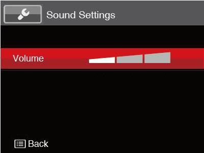 Sound Settings To change this setting: 1. Select [Sound Settings] in the basic settings menu. Press the button or right arrow button to enter the menu. 2.
