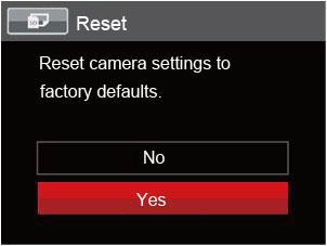 Press the up/down arrow buttons to select [Reset] and press the button or right arrow button to enter the menu. 4.
