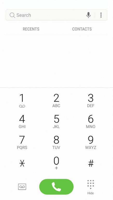 Phone More options Voicemail Hide the keypad Call *Devices and software are