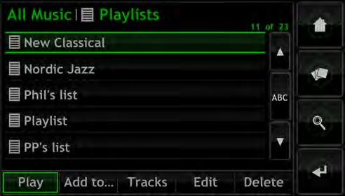 Operation - The Display Interface 4.6 Playlists A playlist is a list of tracks collected together and saved with a specific name; favourites perhaps, or party tracks.