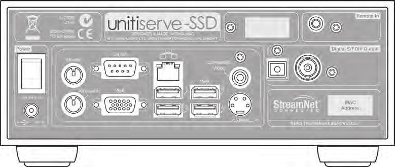 Installation - Getting Connected 3 Getting Connected UnitiServe-SSD carries a variety of connection sockets on its rear panel.