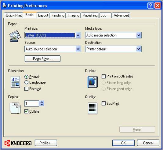 Basic In the Basic tab, you can specify the most commonly used printer driver settings.
