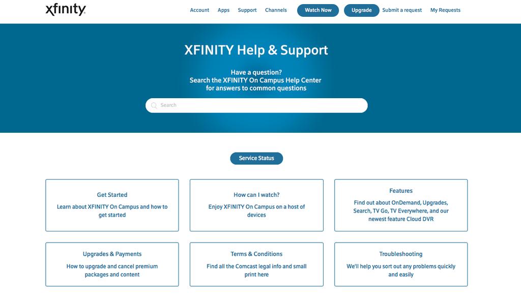 XFINITY ON CAMPUS SUPPORT PORTAL http://support.