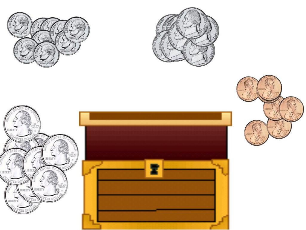 Right now all the objects are on the middle layer and since the treasure chest was the first object I put on the flipchart, all the coins will sit on top of the chest.