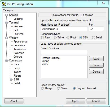 SSH Client: PuTTY PuTTY configuration 1. Download and double click PuTTY 2.
