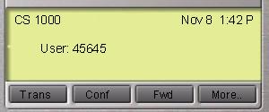 Additional features Figure 7: Logged on to an IP Phone 2004 using an IP Softphone 2050 A User information line appears on all displays listing the number of your office telephone.