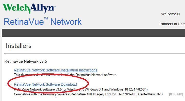 26 Appendix Welch Allyn RetinaVue Network a. Run Internet Explorer as an administrator and navigate to https:// sandbox.retinavue.net/rn_customerportal. b.