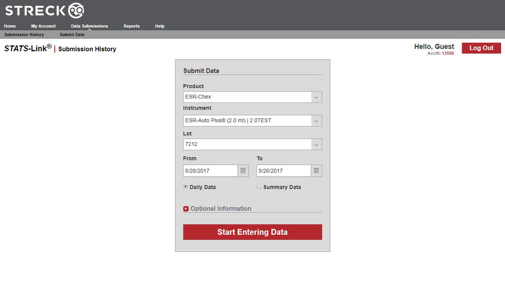 SUBMIT DATA Submitting data will allow you to see reports for the instrument, product and lots you submit.