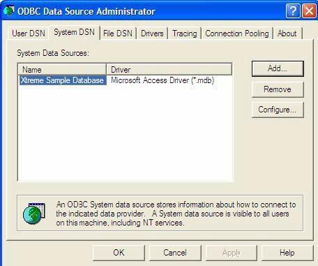 The ODBC Data Source Administrator window would be opened as shown below. Select System DSN tab.