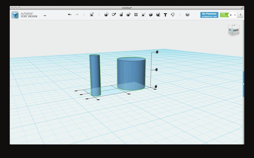 Step 4: To start building our fan, go to the 3D shapes tab in the menu bar and select a cylinder. You can drag the object from the tab directly to the grid.