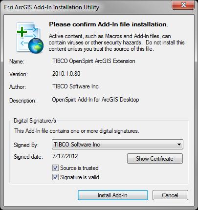 6 Installation Installation Prerequisites In order to use the OpenSpirit ArcGIS Extension you must have the following applications installed on your Windows PC (running Windows XP 32/64, Vista 32/64
