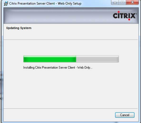 11. As the application begins its installation, you will see a progress bar 12.
