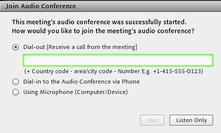 You will then be prompted to join the audio conference. Each and every user will also see the dialogue box displayed.