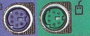 Pin Details PS/2 connector The color-coded PS/2 connection ports (purple for keyboards and green for mice) Type