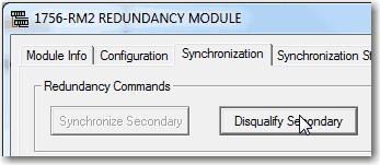 On the Synchronization tab, click Disqualify Secondary. 11. Turn off power to the secondary chassis. 12.