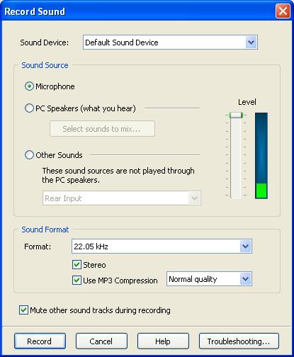 5. To stop recording sound, click at the top.