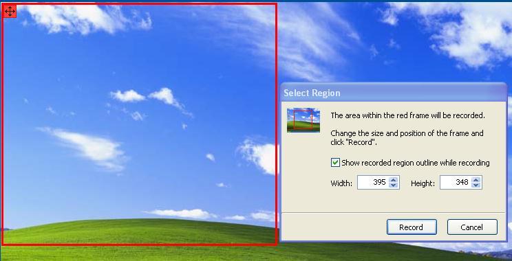 The recording red square will appear with the Record pop-up box on your screen, you need to move the recoding red square and click Record as shown 2 steps below: Step