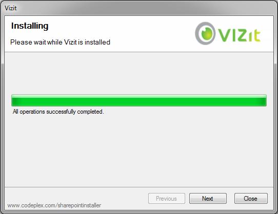 Vizit will automatically be installed here. 5.