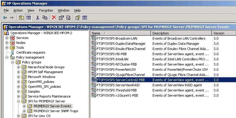 Integrated PRIMERGY policies Extending HP Operations Manager 4.1.2 Modifying rules for events or creating new ones You can modify the supplied rules for events as necessary or add new ones.
