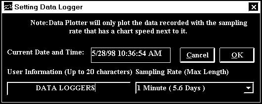 This will open a dropdown menu with the recording interval selections. Note that the maximum recording times are indicated in parentheses next to the recording interval.