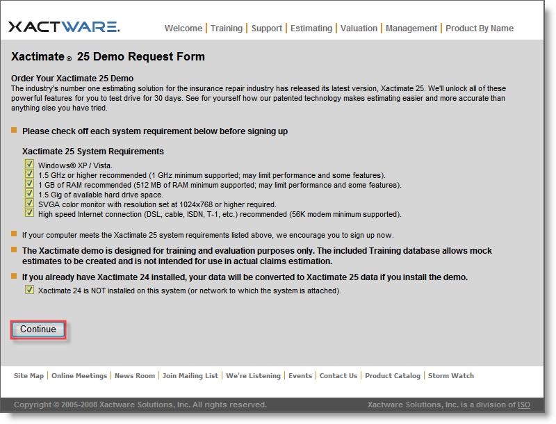 requirements for Xactimate 2008 Xactware Solutions, Inc.