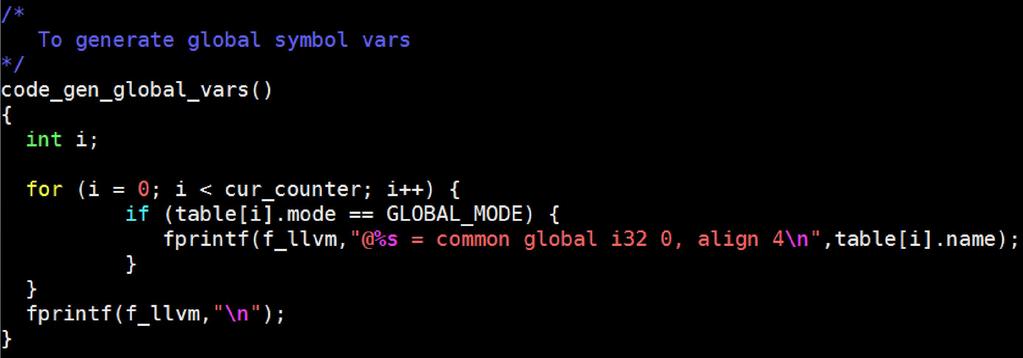 Code generation with global Vars Only