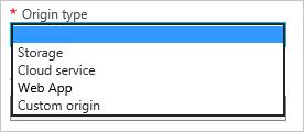 3. For Name, enter a unique name for the new CDN endpoint. This name is used to access your cached resources at the domain <endpointname>.azureedge.net. 4. For Origin type, select an origin type.