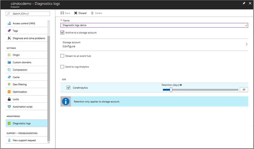 Figure 2 - Logging with Azure Storage Logging with OMS Log Analytics To use OMS Log Analytics to store the logs, follow these steps: 1.