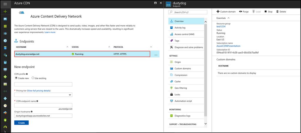 NOTE If you want to specify advanced configuration settings for your CDN endpoint, such as the optimization type, you can instead use the Azure CDN extension to create a CDN endpoint, or a CDN