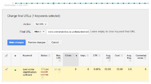 Apply your new final URLs to your AdWords account for your PPC adverts (For 1 particular keyword) Head into your AdWords campaign, select the campaign you want to edit, and switch to