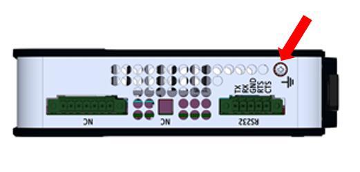Use a 16-22 AWG braided wire with lugs to connect the ground terminal of CPE100 to DIN Rail.