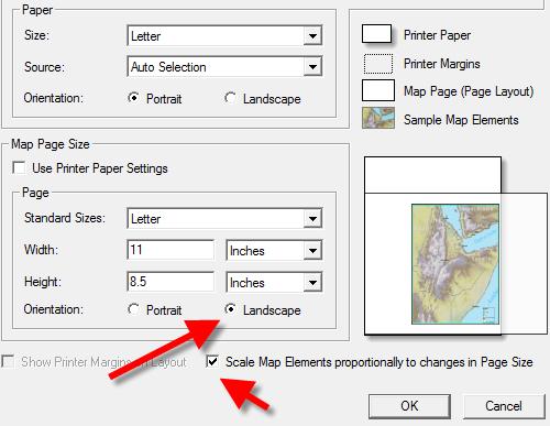 Set up an appropriate page orientation in Page and Print Setup. 3. Size and position your different data frames. 4.