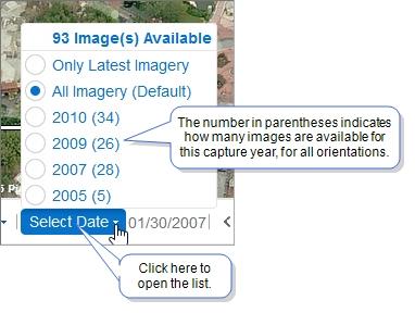 Selecting capture years to view Click the Map Type list.