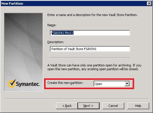 8. Confirm Vault Store information and select Next 9. Confirm Vault Store creation and select Next Create new partition This section provides essential steps to create new partition.