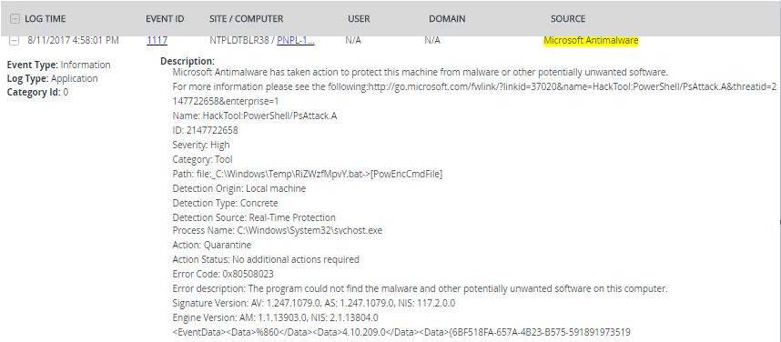 Flex Reports MS Antimalware-Action taken against malware activity- This report provides details about all the action taken against malware activities.