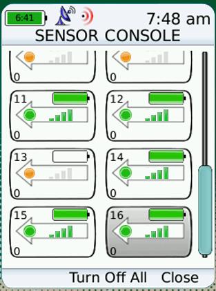 Advanced Features Sensor Console The sensor status can be viewed anytime, even if a protocol is not currently running. From the home screen, select the Sensors button to display the Sensor Console.