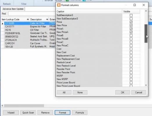 Remove Format Clicking this button will delete the desired items from the existing list Clicking this button enables you to select specific columns you want to work on; for example, if you check the