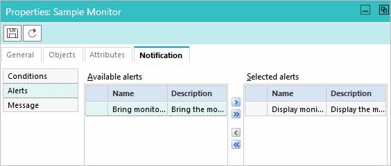 Next, in the Alerts section, configure how you want the monitor to be presented when an alert condition is met.
