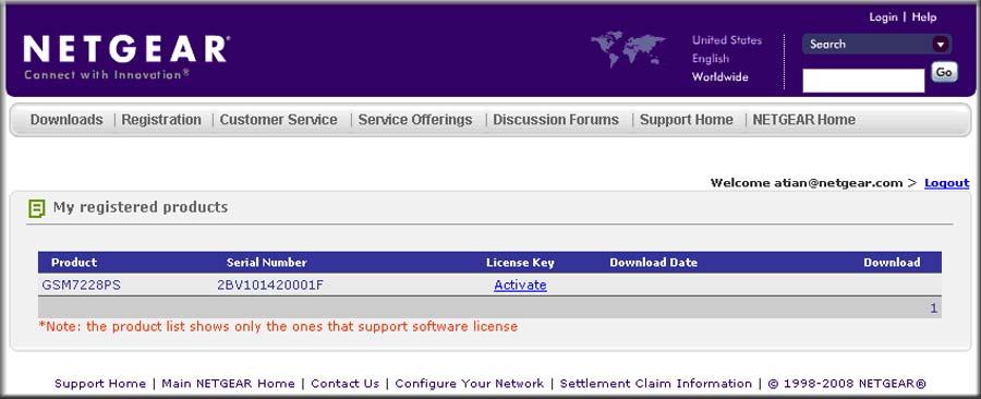 Activating a License Key for a Switch 1. Obtain a license key from your VAR or NETGEAR authorized e-commerce portal. 2. Register your switch as described in Registering Your Product on page 31