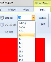 Changing the speed of videos: Click on the clip you wish to change the speed of and select Edit from the Video Tools tab Choose to slow down or speed up your video by selecting an appropriate speed