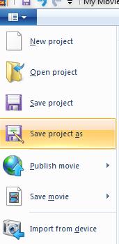 Saving the file as a movie maker project: Step 6: Save the file Select Save project as to save your media as a movie maker project to your computer Note: Your Blended Media has not been saved as a