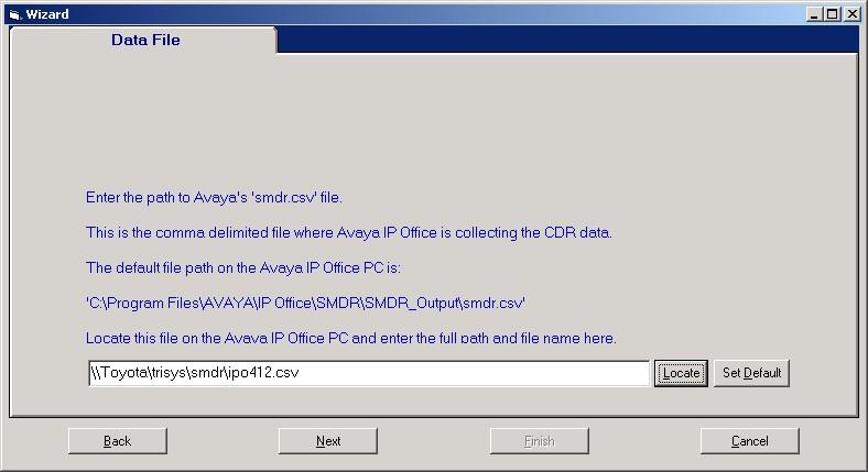 NOTE: The default Avaya IP Office Delta Server CDR file name is SMDR.csv, and it is placed in C:\Program Files\AVAYA\IP Office.