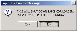 30. In the Tapit CDR Loader 1.3.55 window that appears, click Shutdown to exit the application.