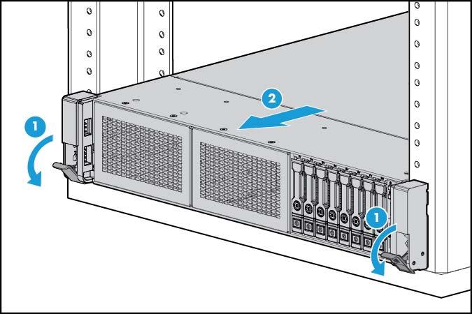 2. Extend the server from the rack. 3.