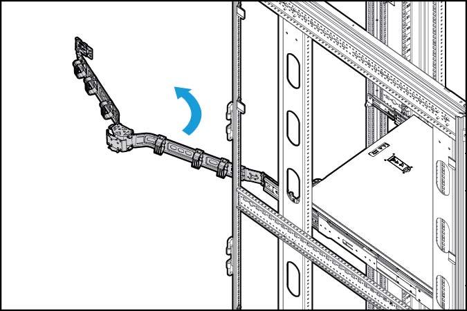 2. Open the cable management arm. The cable management arm can be right-mounted or left-mounted. Remove the fan cage To remove the component: 1. Power down the server (on page 24). 2. Remove all power: a.