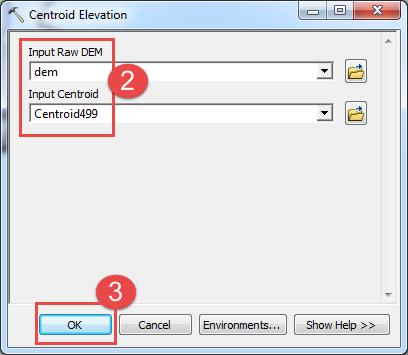 1. Select Centroid Elevation from the Characteristics drop-down menu. 2.
